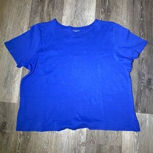 Liz Claiborne Vibrant Blue Crew Neck Short Sleeve 100% Soft Cotton Tee Large